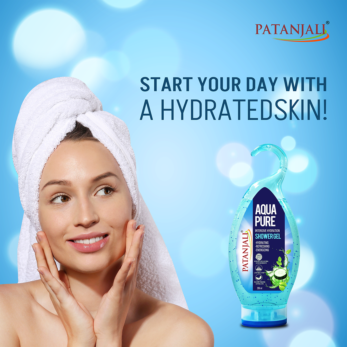 Patanjali Shower Gel(Aqua Pure), With Cleanse Deeply & Provide Intensive Hydration, 500ml