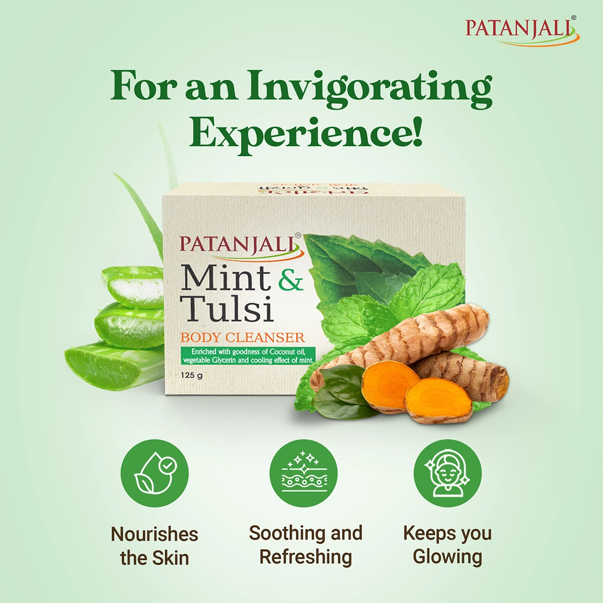 Patanjali Mint Tulsi Body Cleanser, With Gently, Purify & Provide Fresh, 375gm