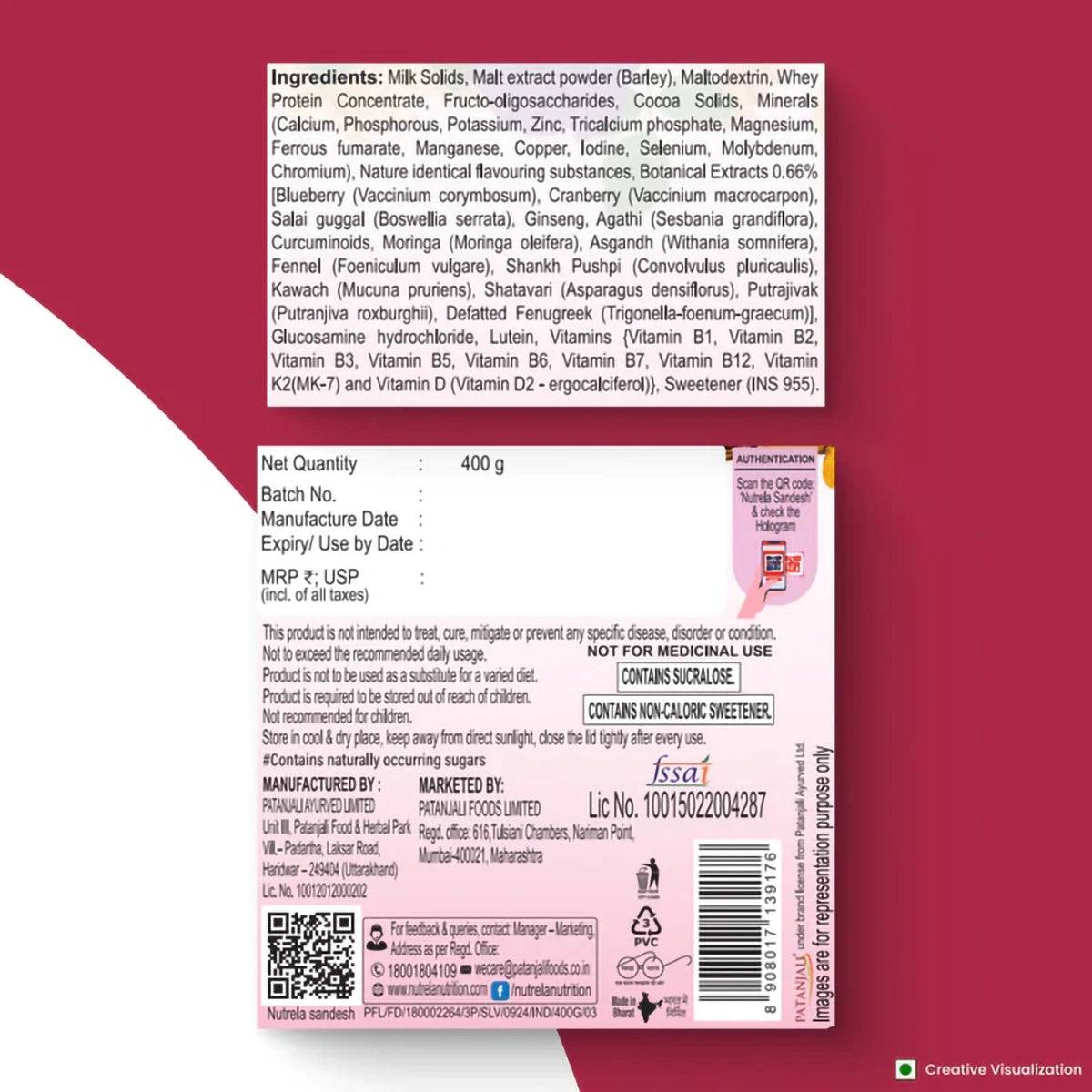 Patanjali Nutrela Women Superfood Chocolate Flavor 400g (Pack Of 2), With Strong Bones, 800gm