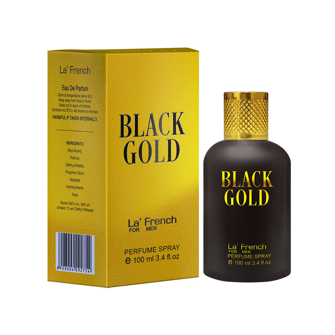La French Black Gold Eau De Parfum Spray For Men 100ml 3.4 Fl.oz.