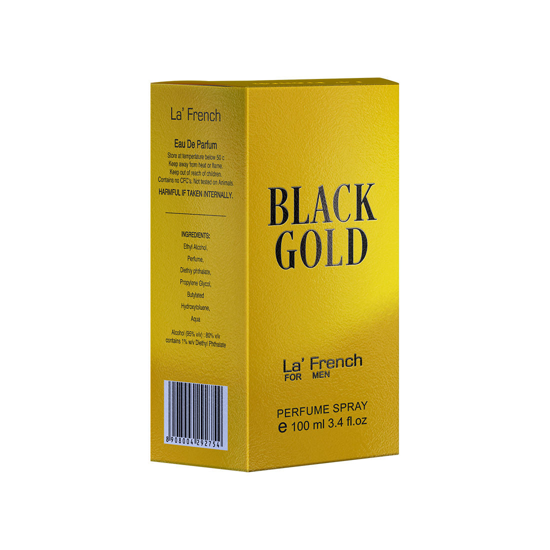 La French Black Gold Eau De Parfum Spray For Men 100ml 3.4 Fl.oz.