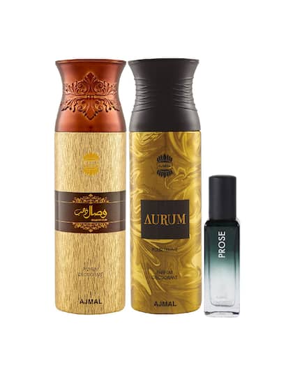 Ajmal Wisal Dhahab & Aurum Deodrant 200ml 6.7 Fl.oz. Each X2 & Prose Perfume 20ml 0.6 Fl.oz. | For Unisex Combo Of 3