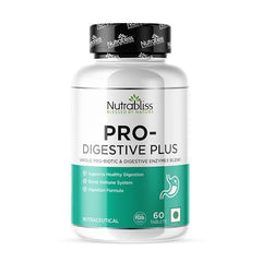 Nutrabliss Pro Digestive Plus Improve Gut Health, Breakdown Carbs, Protein, Fat & Lactose, Potent Digestive Enzymes & Probiotic Blend | 60 Tablets, 100gm 0.2lbs