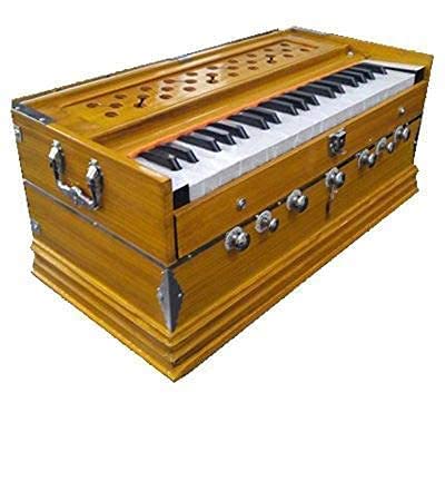 Harmonium Instrument - 7 Stopper, Double Fold Bellow, 39 Keys, Two Reeds (Bass+ Male) | Two Side Carry Handles, Jaali Frame On Keys