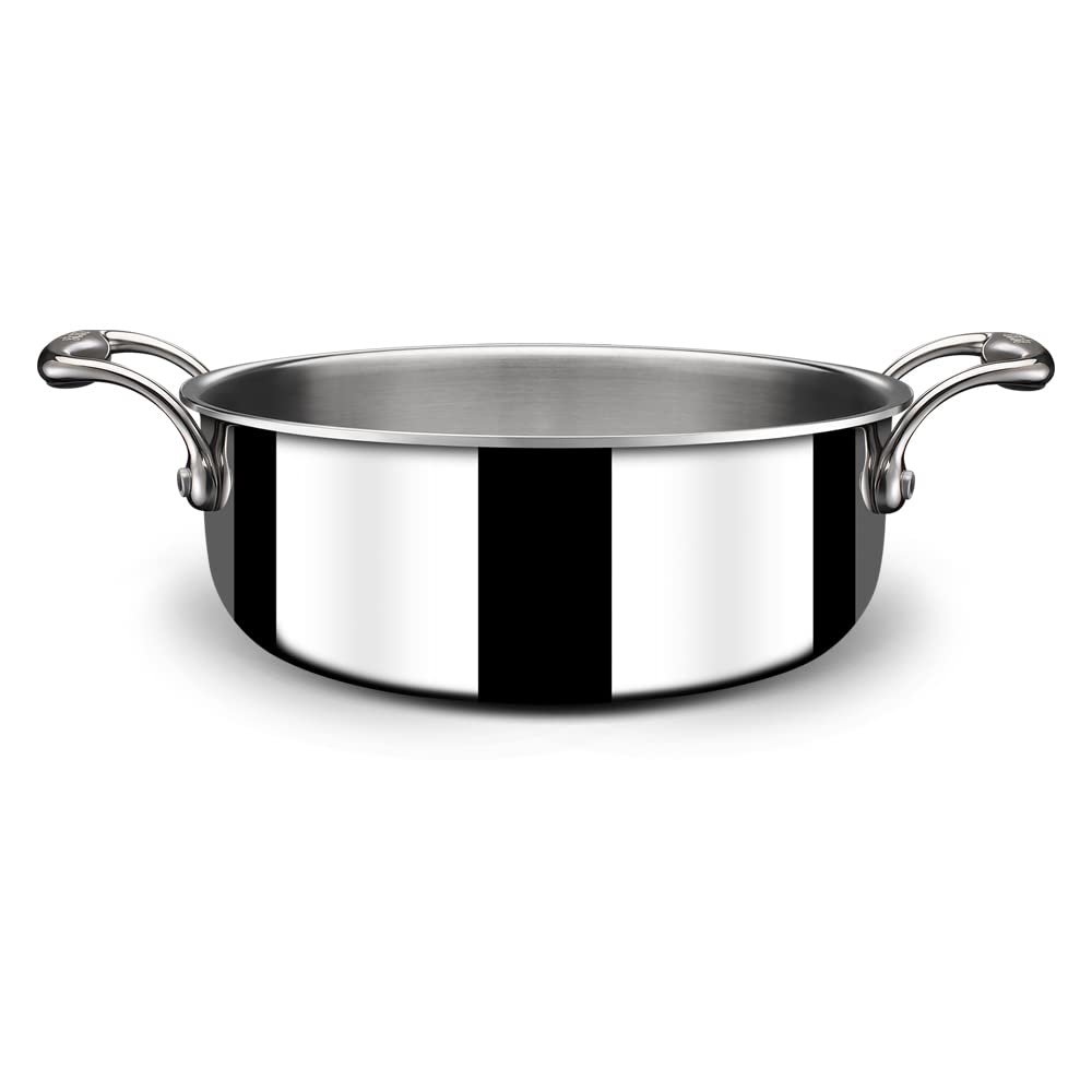 Triply Stainless Steel Casserole With Lid | Induction Base Sauce Pot 20 Cm, 2.2 Liters - Serves 3 People