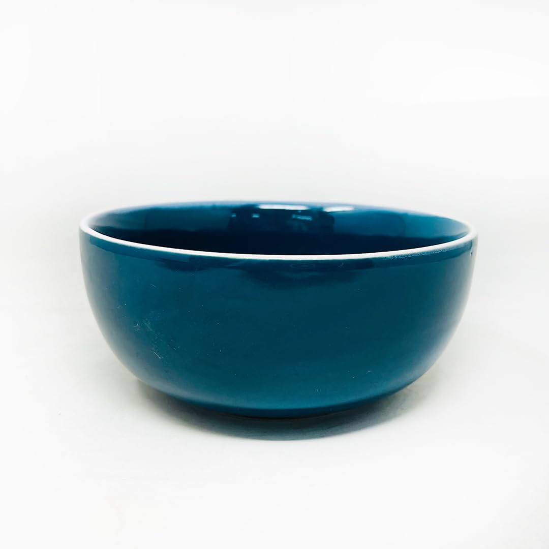 Retro Green Ceramic Serving Bowl Set Of 2 Pieces - 800ml Each | Hand Painted Large Dining Serving Bowls For Serving | Microwave Safe & Dishwasher Safe