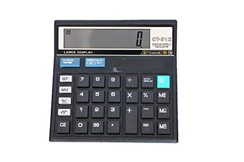 Super E-store Basic Ct 512 Electronic Calculator With 12 Digits Display For 12 Digits Office, Student, Shop, Home Use (Black) | Solar Powered, Battery Powered
