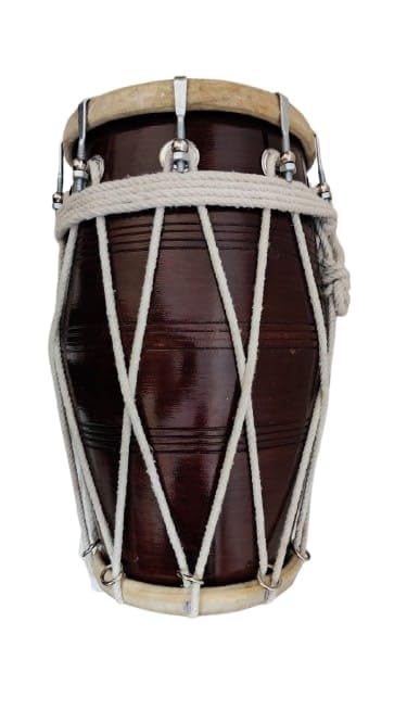 Sheesham Wooden Studio Style Dholak (Dholki), Brown - Nickel Plated Bolts & Nuts Used Goat Skin | Dholak For Festivals, Wedding, Satsang - Very Easy To Tune