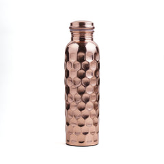 Diamond Cut Copper Bottle For Home, School, College & Office - 1 Liter, 222 Grams, Leak Proof | Rust Proof, Easy To Carry, Pure & Healthy, 100% Toxin Free