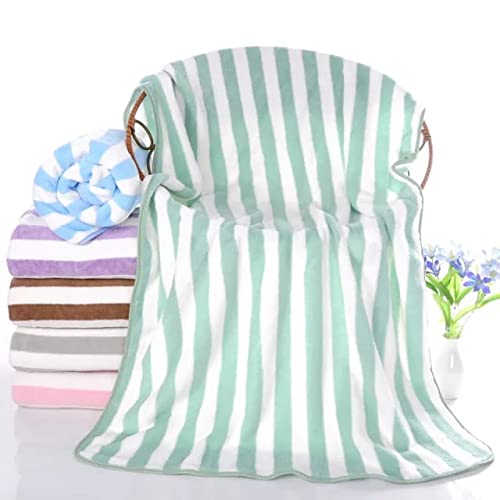 Homecloud Ultra Soft 300 Gsm Bath Towel Set | 3x Softer Than Cotton Towels Strip Green | Highly Absorbent & Ultra Fast Dry (Set Of 2) 1 Bath + 1 Face Towel