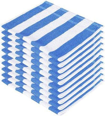 Cotton Colors Cotton Striped Design Hand Towel 1200 Gsm - Set Of 8 (Blue & White)