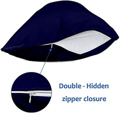 Microfiber Filling Body Pillow With Removable Soft Cotton Cover, Navy Blue - 18 X 54 Inch | Pillow For Pregnancy Leg Hips Back Support, Adjustable, Multipurpose Maternity Pillow - Pack Of 1