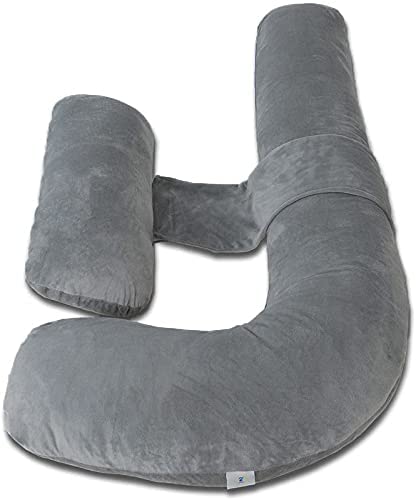 Pregnancy Pillow, Maternity Body Pillow For Sleeping, H Shaped Pillow, Grey - 55 Inch | Full Body Pillow, Pregnancy Pillow For Pregnant Women, Support Belly & Back, Removable Velvet Cover