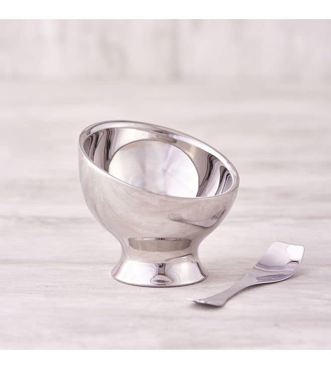 Chrome Stainless Steel Ice Cream Dessert Bowl With Spoon - Set Of 2 | Corporate Gifting For Diwali - Dessert Cups For Ice Cream