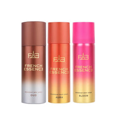French Essence Deodorant Spray Perfume/deodorant For Women/Women Deo/ Body Spray Long Lasting Fragrance, Fresh Scent Deo,  Pack Of 3 X 50ml, 1.7 Fl.oz. Each Bloom, Oud And Aura