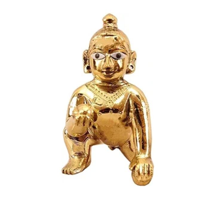 Ashtadhatu Laddu Gopal Idol, Bal Gopal, Thakur Ji, Gold, Brass, Idol - Size No.1, Laddoo Gopal Janmashtami Special For Home Temple, Metal Kanha Ji, Religious, Occasion & ?Festival Statue