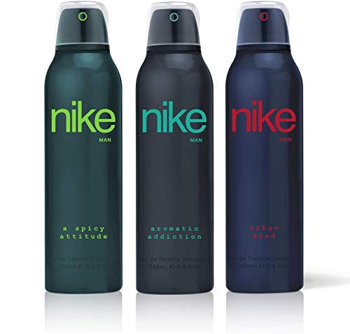 Nike A Spicy Attitude, Aromatic Addiction & Urban Wood EDT Deodorant 600ml 20.2 Fl.oz. Pack Of 3 | Best Gift Set For Men