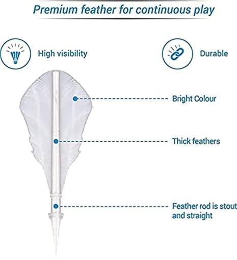 UDKI FS - 20 Feather Shuttlecock Speed 78 , Extended Durability | White , Pack Of 12