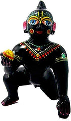 Ashtadhatu Laddu Bal Gopal Idol, Baby Krishna, Black, Brass, Thakur Ji Statue, God Shree Krishna | Traditional Style, Occasion - Decorative, Handmade, For Janmashatmi Pooja In Home Temple