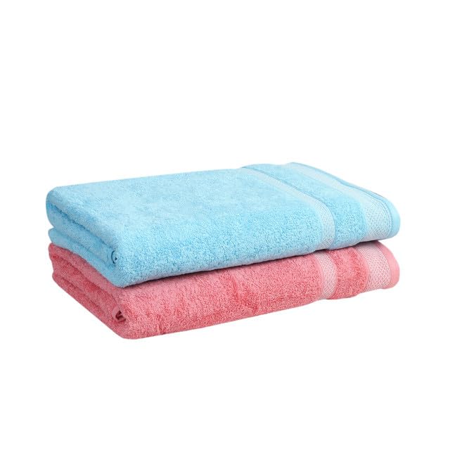 Mafatlal Premium Cotton Bath Towel 1100 Gsm | Quick Dry, Durable Long Size Towel- Pack Of 2 (Blue & Red)