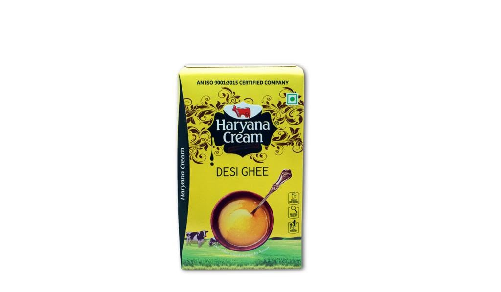 Natural Pure Desi Cow Ghee By Haryanacream | Natural & Healthy Homemade Fresh Ghee Prepared Using Traditional Method Good For Health | (1 Litre) 33.8 Ounce | Box Pack