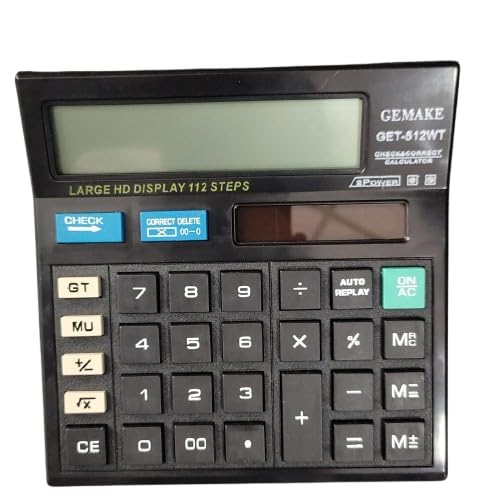 Gemake Electronic Human Tech/GET-512WT/ 12 Digit Calculator Product | Addition, Subtraction, Multiplication And Division Mathematical Calculations