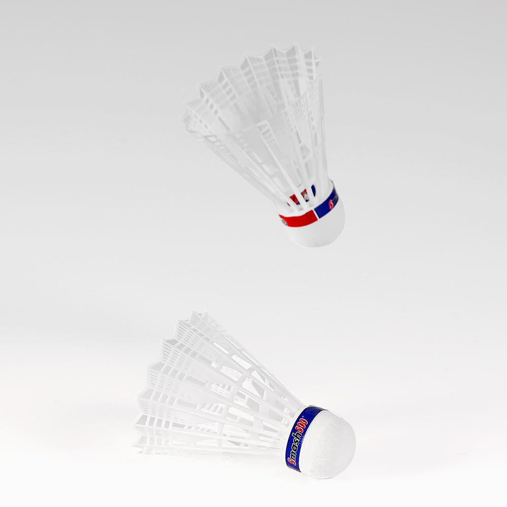 TECHNO Smash 500 Nylon Badminton Shuttlecock , Eva Bottom | White , Pack Of 10