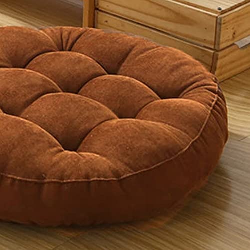 Round Velvet Floor Cushions Pillow For Living Room, Outdoor, Brown - 50 X 50 Cm | For Floor Cushions, Tatami Cushion, Patio Cushion, Balcony Cushion, Floor Seating, Soft Pillow - Pack Of 2