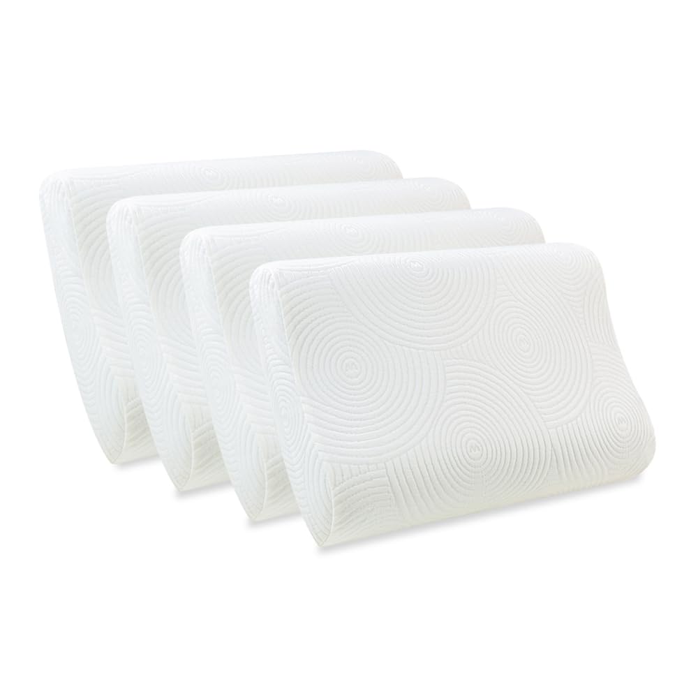 Cervical Pillow, For Neck Pain & Shoulder Pain Relief, White - XL King Size | Memory Foam Pillow, Orthopedic Contour Pillow For Spondylitis | Durable, Removable, Bed Pillows - Pack Of 4