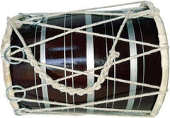 Wooden Musical Instrument Baby Dholak Drum Rope & Ring Design - Brown | Perfectly Symmetric Round Dholak - Dholak For Festival, Wedding, Satsang | Punjabi Dhol Drum, Housewarming Gifts