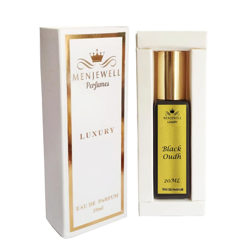 Menjewell Black Oudh Eau De Parfum 20ml 0.67 Fl.oz. Mini Perfume Lightweight | Masculine Fragrance | Travel Friendly