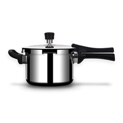 Stellar Stainless Steel Triply Pressure Cooker With Gasket - 5 Liters | Rivet Less Handle, Mirror Finish - Induction & Gas Base