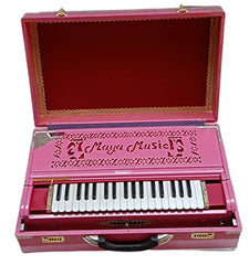Musical Instrument Harmonium With Full Padding Chain Cover - 9 Scale Changer (With Coupler), 37 Italian Keys, 3 3/4 Octave, 3 Set Of Premier Star Reeds (Base, Male & Female)