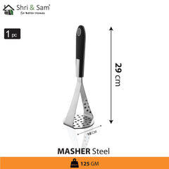 High Grade Stainless Steel Double Handle Masher, Silver | Easily Mash Boiled Potatoes & Other Vegetables For Pav Bhaji, Stuffed Paratha, Masala Dosa (Large)