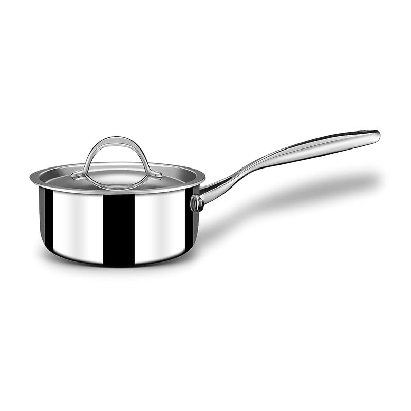 Triply Stainless Steel Tea Pan | Milk Pan Or Saucepan With Lid, 2.9 Liters - Gas & Induction Base Sauce Pan