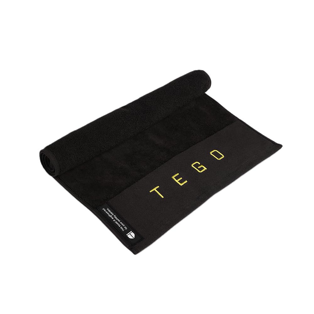 Tego Cotton Performance Sports Towel 100 Gsm - Gym, Work Out, Fitness Towel (Jet Black - Flash Orange)