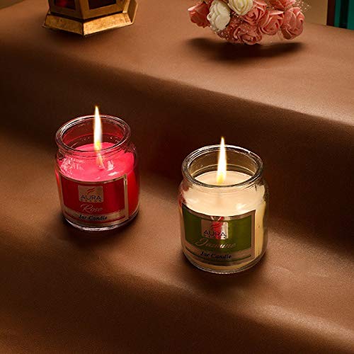 ROSE & JASMINE FRAGRANCE JAR CANDLE SET OF 2 | BURNING TIME 35 HOURS