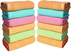 Cotton Colors Cotton Solid Plain Hand Towel 1200 Gsm - Set Of 8 (Multicolour)
