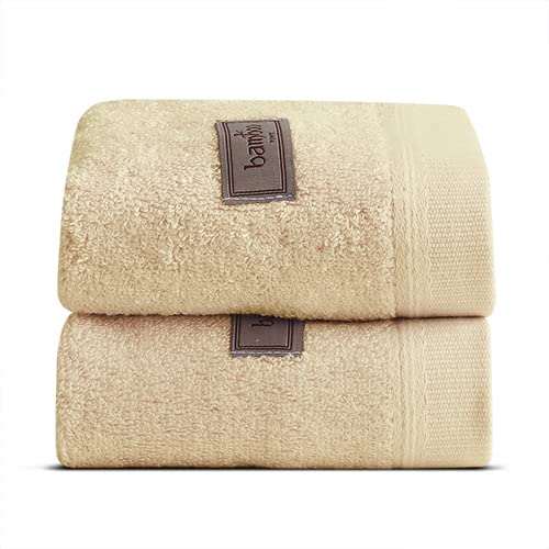 Spread Spain 100% Bamboo Face Towel 360 Gsm | Ultra Soft Absorbent, Quick Dry Towels For Facewash, Gym, Sports, Travel, Suitable For Acne Prone Skin | Pack Of 2 (Beige)