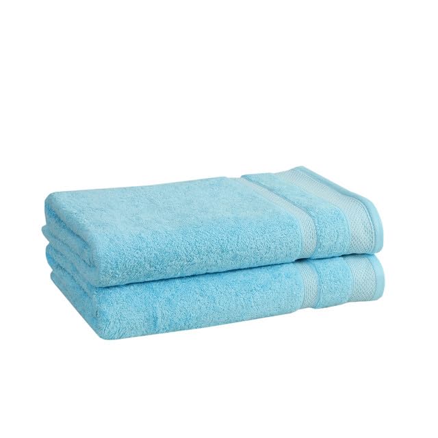Mafatlal Premium Cotton Bath Towel 1100 Gsm | Quick Dry, Durable Long Size Towel- Pack Of 2 (Blue)