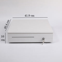 Cash Box Metal Cash Register Drawer 3 Coin Money Storage Box Tray With Removable Coin Tray & Key - Lock Cash Drawer For Shop, Colour - White, Material - Metal