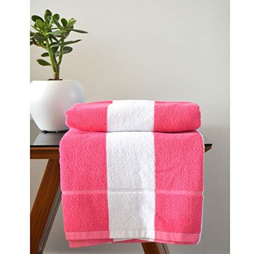 Prexa 100% Cotton Bath Towel 450 Gsm | Soft Bath Towel For Men & Women Ultra Absorbent Cotton Towel (Pink line)