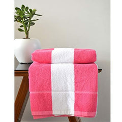 Prexa 100% Cotton Bath Towel 450 Gsm | Soft Bath Towel For Men & Women Ultra Absorbent Cotton Towel (Pink line)