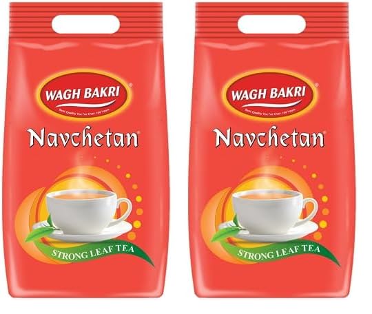 Wagh Bakri Navchetan Danedar Tea - Pack Of 2 X 1 Kg, 35.2 Ounce Each | Rich Color, Strong & Refreshing Taste, Awesome Aroma Chai Patti - Preservatives Free, Artificial Flavor Free | Caffeine Free