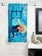 Athom Living Kids Soft Cotton Cartoons Digital Printed Bath Towel 300 Gsm (Elsa)