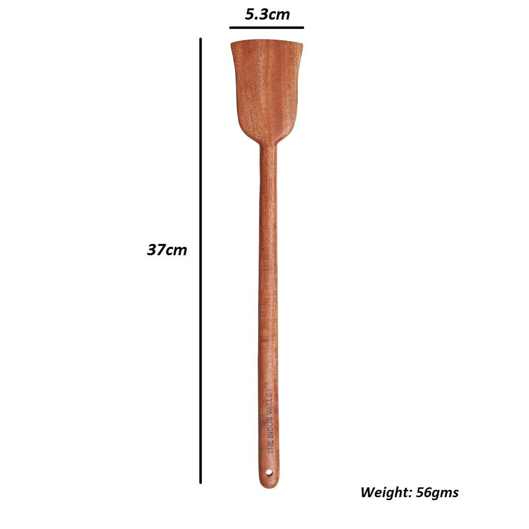 Brown Neem Wood Compact Flip, Spatula, Ladle For Cooking Dosa, Roti, Chapati | Kitchen Tools - No Harmful Polish, Naturally Non-Stick | Handmade Set Of 5