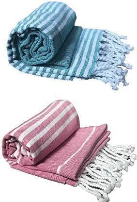 Rosslyn Bath/Beach Towel 700 Gsm | Ultra Soft, Absorbent & Quick Dry Bath Towel (Pink & Green) - 2 Pcs