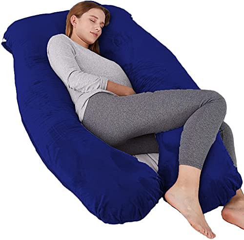 Pregnancy Pillow, Maternity Body Pillow For Sleeping, U Shaped, Dark Blue - 55 Inch | Full Body Pillow, Pregnancy Pillow For Pregnant Women, Support Belly & Back, Removable Velvet Cover