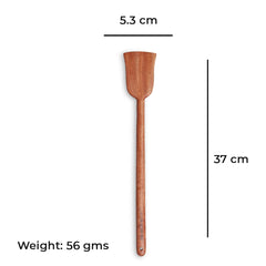 Brown Neem Wooden Large Flip, Spatula, Ladle For Cooking Dosa, Roti, Chapati | Kitchen Tools - No Harmful Polish, Naturally Non-Stick | Handmade - 37 Cm, 56 Gms