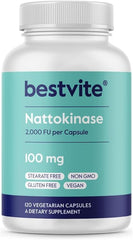 Athinika Nutirions Nattokinase 100mg (2000 Fu) - No Stearates - Vegan - Non Gmo - Gluten Free | 120 Capsules, 200gm 0.4lbs